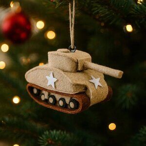 NEW Handcrafted US Army Sherman Tank Wool Felt Model Ornament